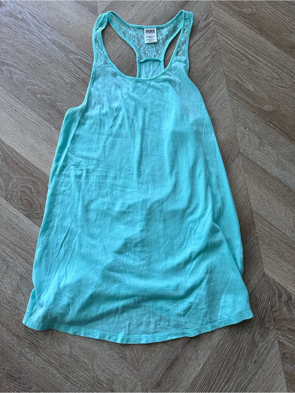 PINK Victoria's Secret Aqua Lace Racerback Tank